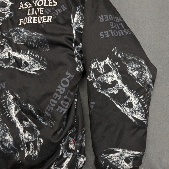 Aholes Live Forever Black Skull Graphic Men's Jacket Size XL - Picture 4 of 13